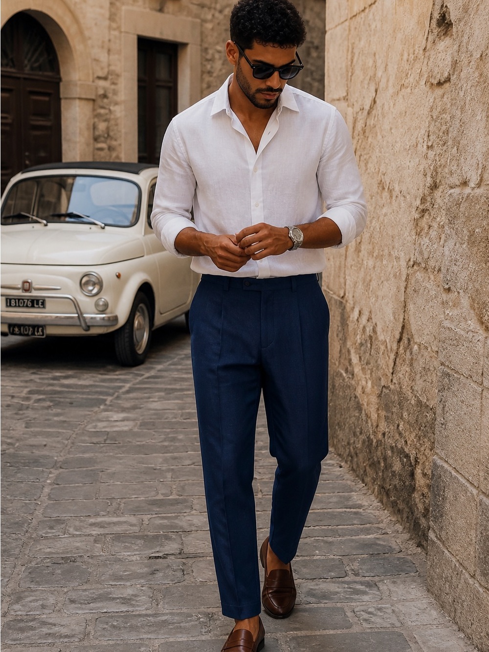 Calvin Klein Navy Blue Linen Dress Pants